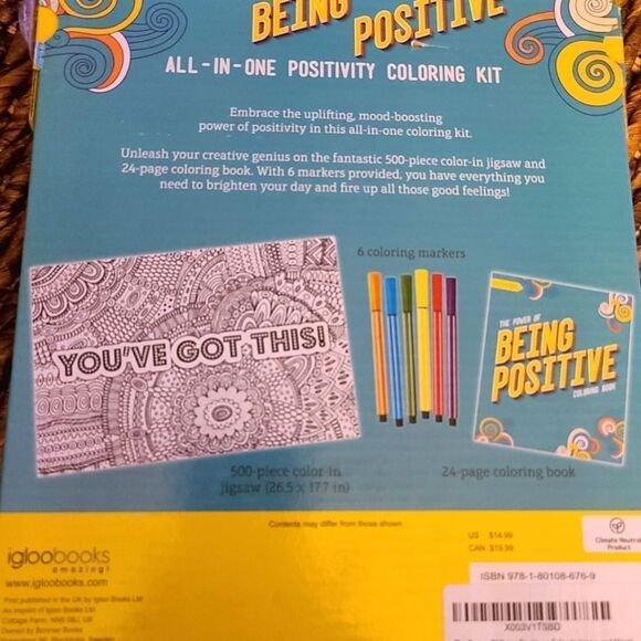 MindSpa The Power of Being Positive Coloring Book & Jigsaw Puzzle, NIB - Picture 2 of 6